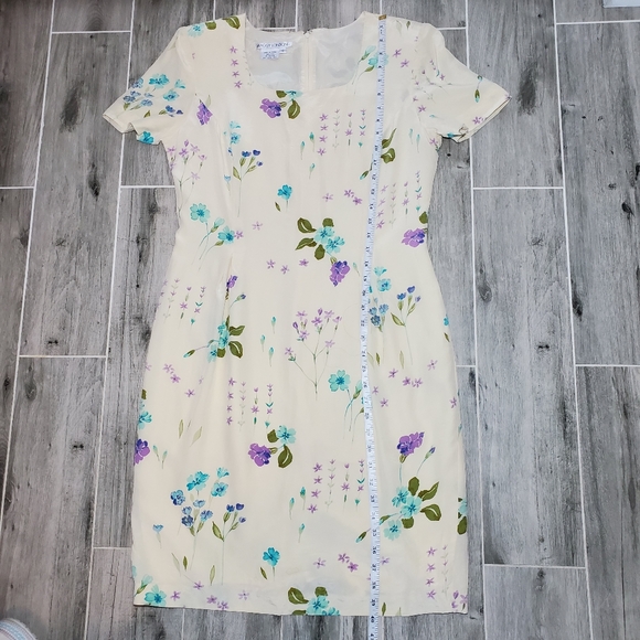 VINTAGE Silk Floral Tea Dress Size 12 - Picture 7 of 12